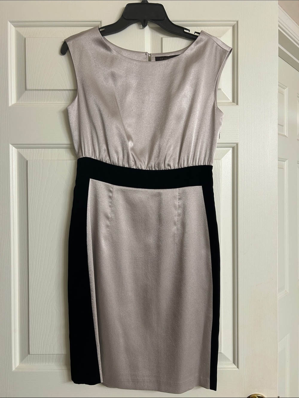 The Limited Silver Sheath Dress with Black Panels